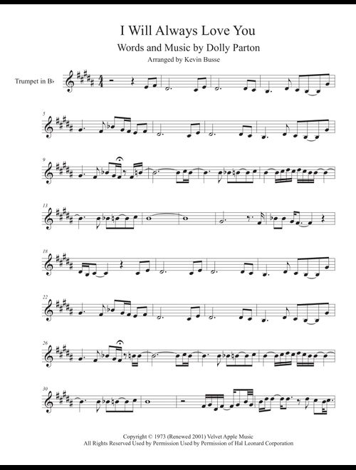 I Will Always Love You (Arr. Kevin Busse) - Whitney Houston (Trumpet Solo)
