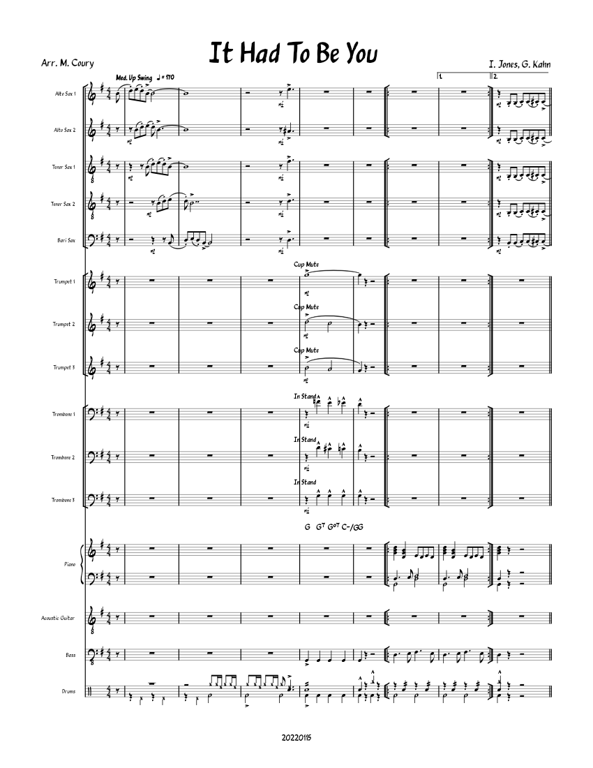 It Had To Be You – Isham Jones Sheet music for Piano, Trombone ...