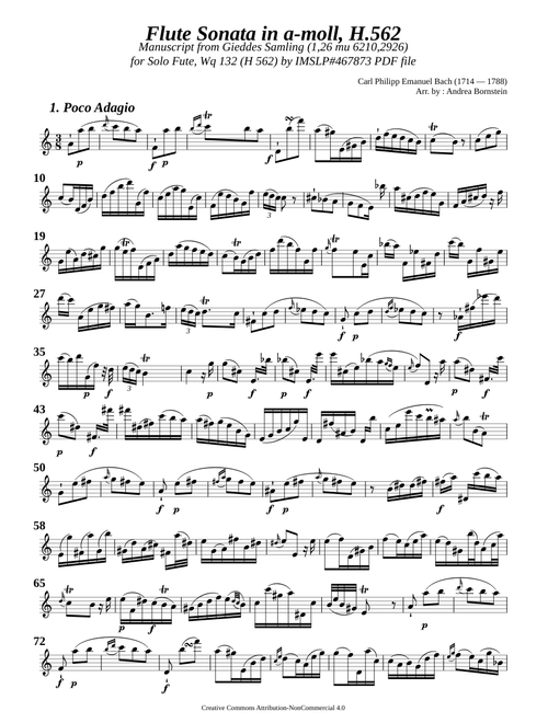 Bach, C.P.E. _ Flute Sonata a-moll, H.562 [Traverso]