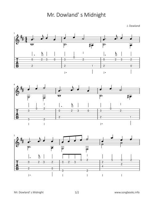 Mr. Dowland‘s Midnight (Arr. Bettina Schipp) - John Dowland (Solo Guitar)