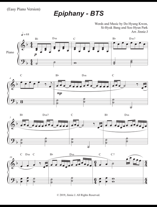 Epiphany (Arr. Jinnie J) - BTS (Piano Solo)