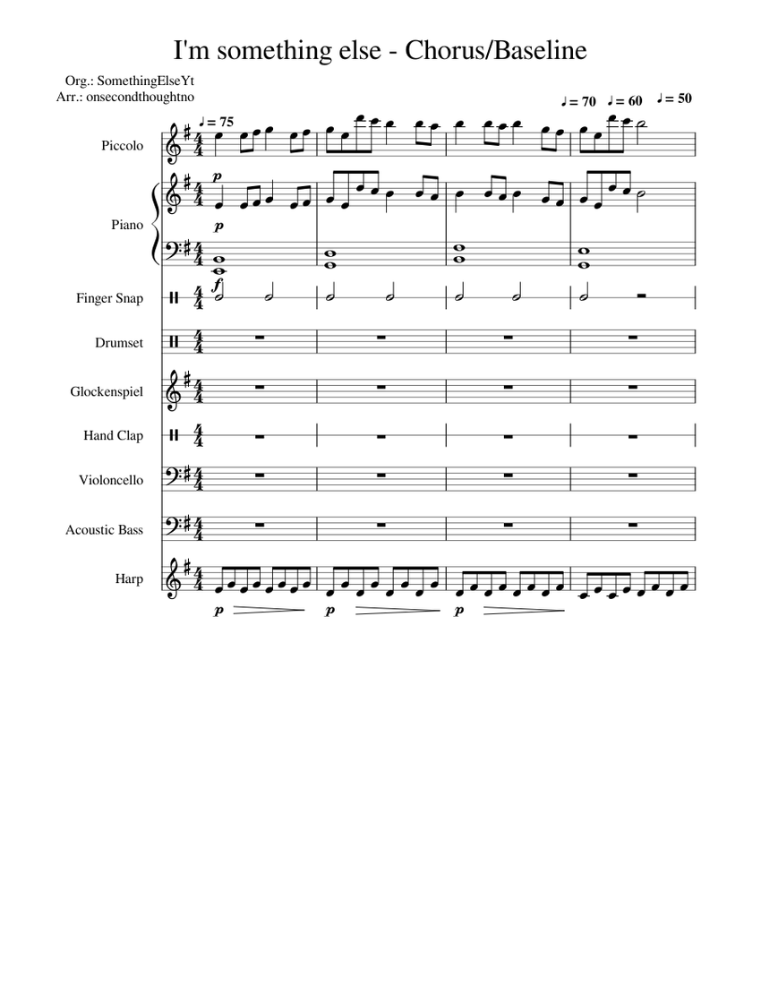 Im something else Chorus - SomeThingElseYT Sheet Music for Piano, Flute ...