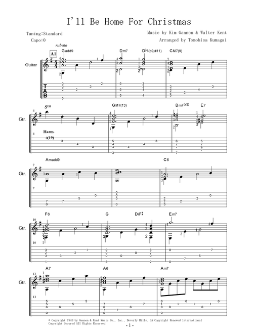 I'll Be Home For Christmas (Arr. Tomohisa Kumagai) - Rascal Flatts (Solo Guitar)