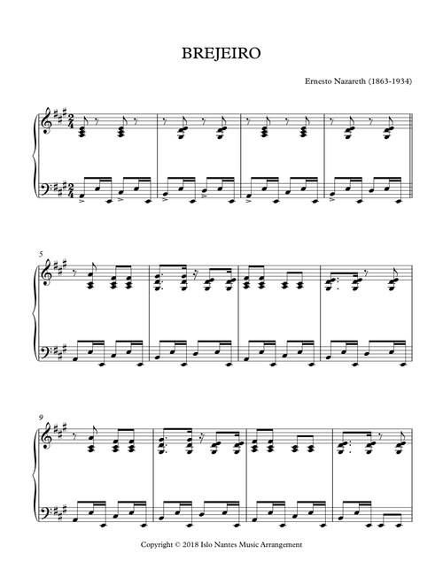 BREJEIRO (Arr. Islo Nantes) - Ernesto Nazareth (Piano Solo)
