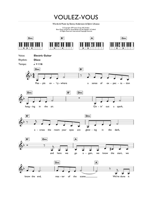 Voulez Vous - ABBA (Piano Chords-Lyrics)