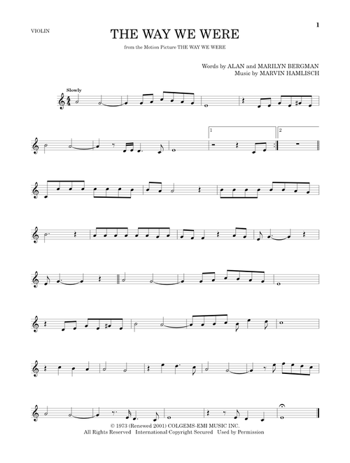 The Way We Were - Barbra Streisand (Violin Solo)