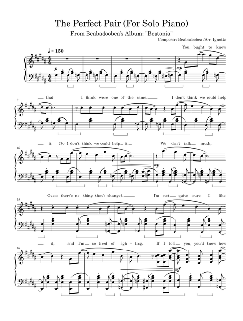 The Perfect Pair - Beabadoobee (For Solo Piano)