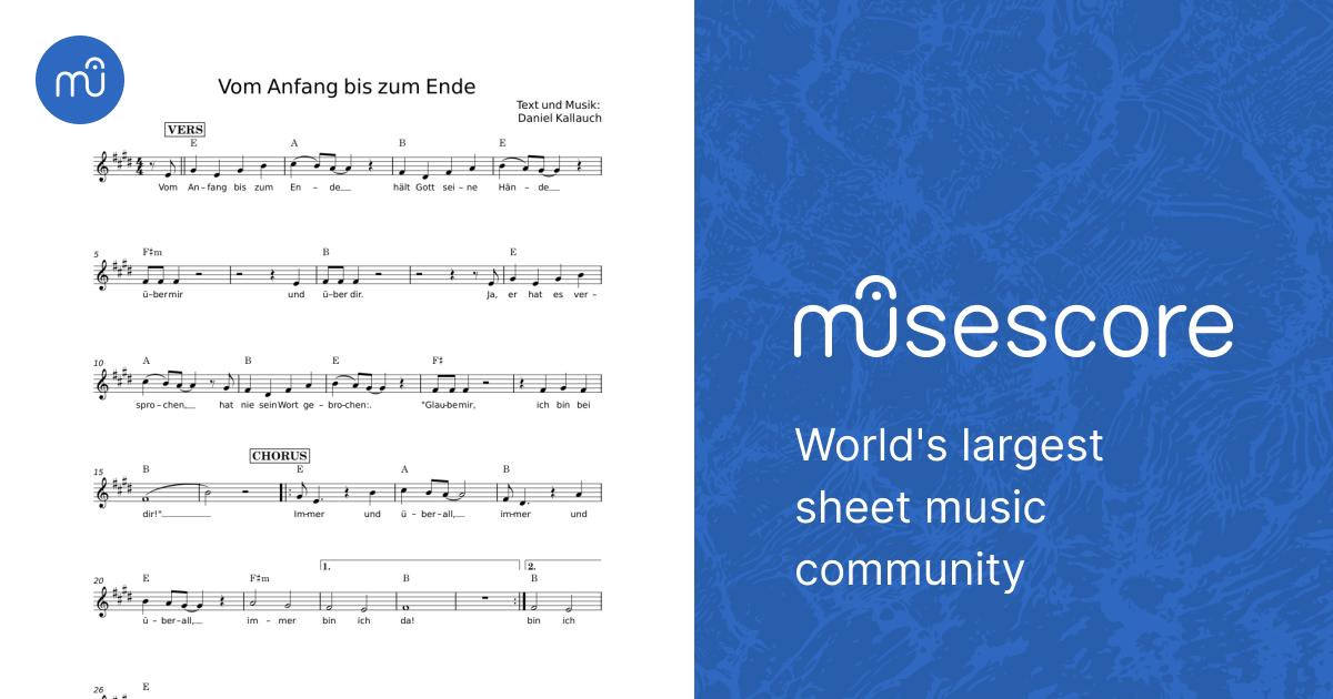 Vom anfang bis zum ende immer und überall Daniel Kallauch Sheet music for Synthesizer (Solo