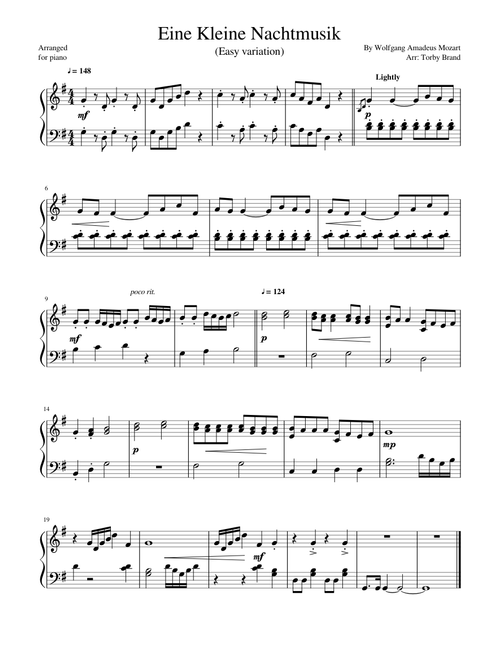 Eine Kleine Nachtmusik (Easy variation)
