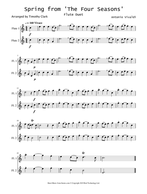 The Four Seasons - Spring - Allegro 1 (Arr. Timothy Clark) - Parry Library (Flute Solo)