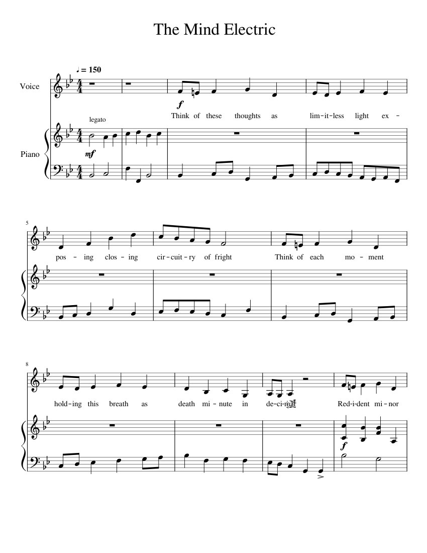 The Mind Electric (alternate version) Sheet music for Piano, Vocals