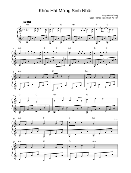 Khúc Hát Mừng Sinh Nhật – Unknown author