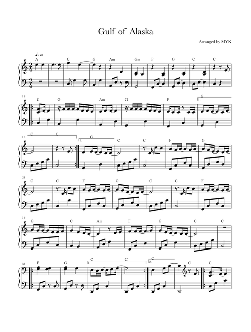 Gulf of Alaska (Arr. MYK) - Firdaus (Piano-Vocal-Guitar (Piano Accompaniment))