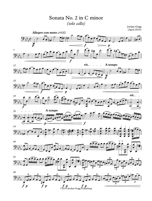 Sonata No 2 in C minor (solo cello) - Jordan Grigg (Cello Solo)