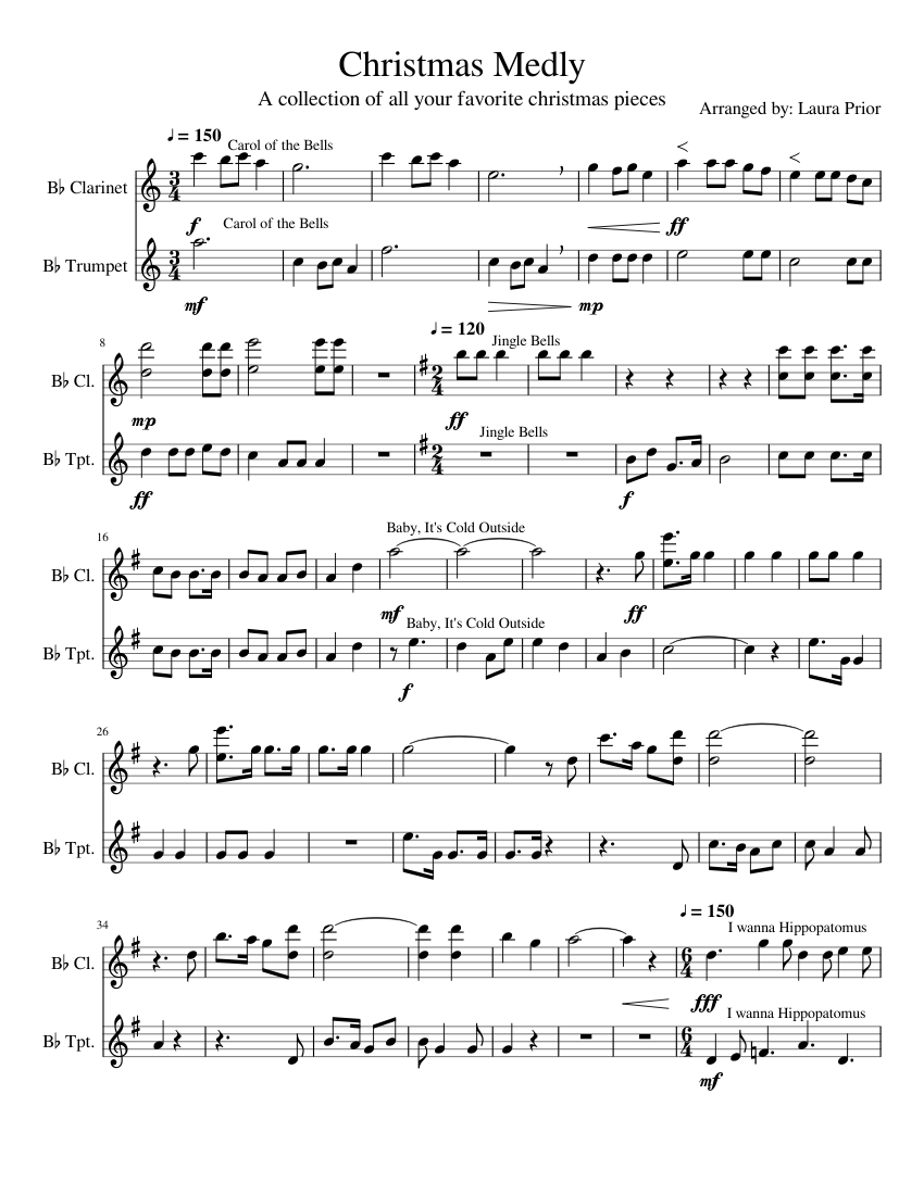 Christmas Medly Sheet music for Clarinet in b-flat, Trumpet in b-flat ...