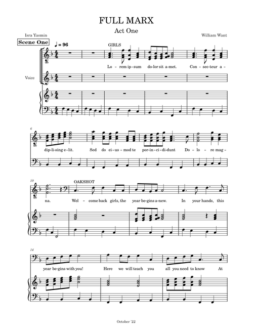 [draft six] FULL MARX Act One -- Piano:Vocal