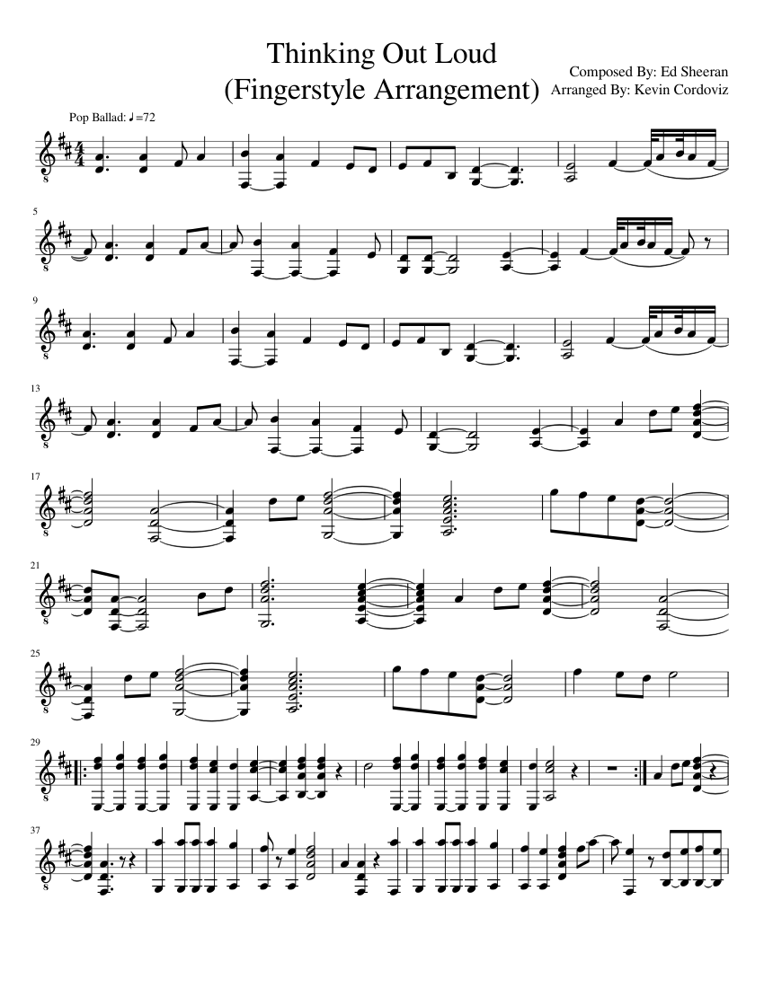Thinking Out Loud (Fingerstyle Arrangement) Sheet music for Guitar