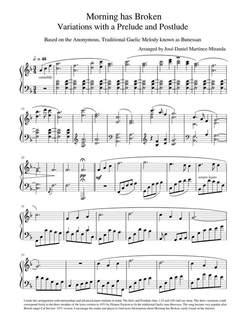 Morning has Broken - Variations with a Prelude and Postlude