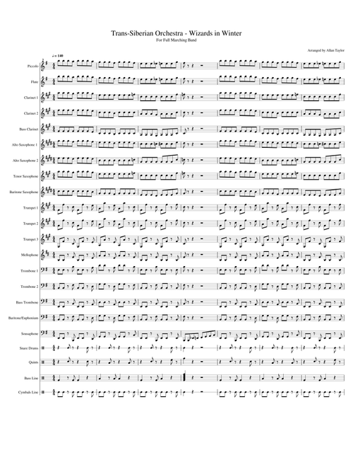 Trans-Siberian Orchestra - Wizards in Winter, for Full Marching Band