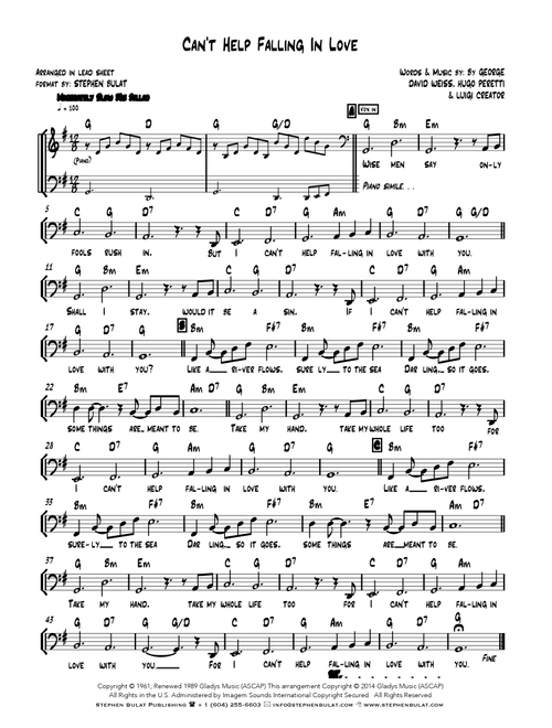 Can't Help Falling In Love (Arr. Stephen Bulat) - Elvis Presley (Small Ensemble)
