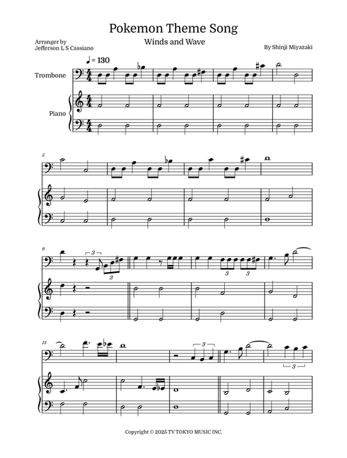 Pokemon (Arr. Jefferson LS Cassiano) - Shinji Miyazaki (Trombone and Piano)