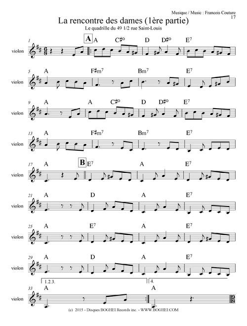 LA RENCONTRE DES DAMES - 1ère partie - Le quadrille du 49 1/2 rue St-Louis - François Couture (Violin Solo)