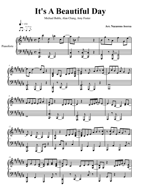 It's A Beautiful Day (Arr. Nazareno Aversa) - Michael Buble (Piano Solo)