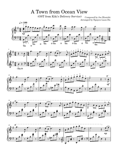 A Town from Ocean View (Kiki's Delivery Service) - Joe Hisaishi (Piano)
