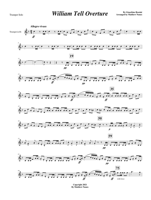 William Tell Overture (Trumpet solo) (Arr. Matthew Nunes) - Giachino Rossini (Trumpet Solo)