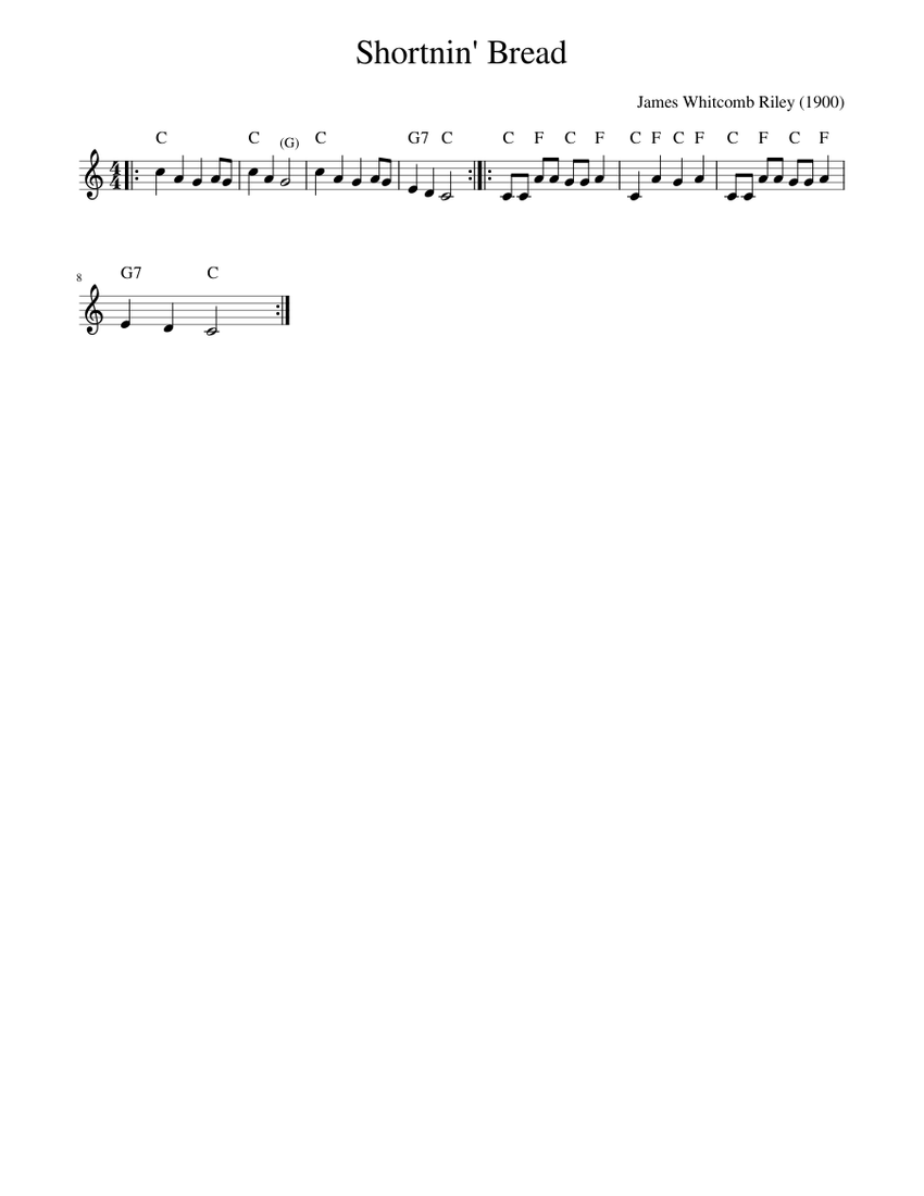 James Riley Shortnin' Bread Sheet music for Piano (Solo