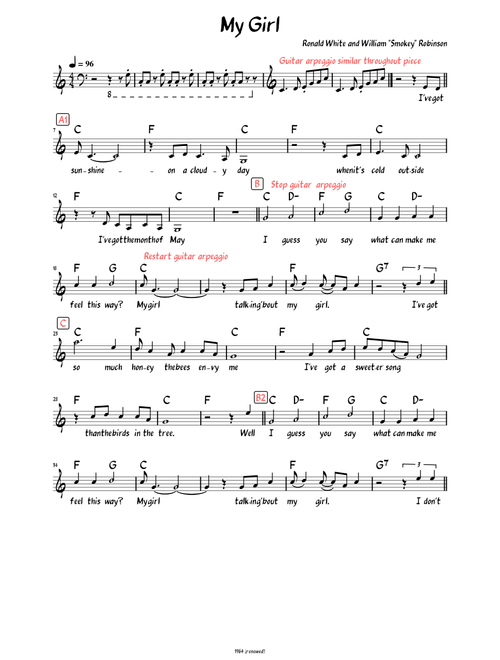 My Girl (Lead sheet with lyrics )
