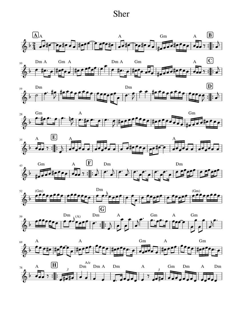 Sher Song Script Sher Sheet Music with Chords for Piano (Solo) easy | MuseScore.com