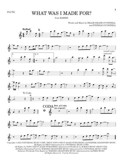 What Was I Made For? (from Barbie) - Billie Eilish (Flute Solo)