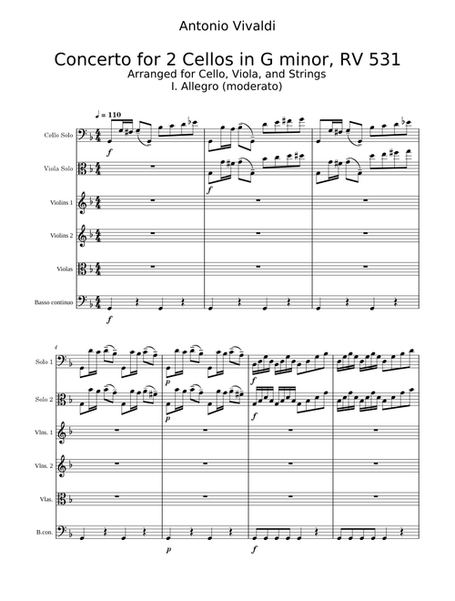 Concerto for Viola and Cello in G minor, RV 531 – Antonio Vivaldi