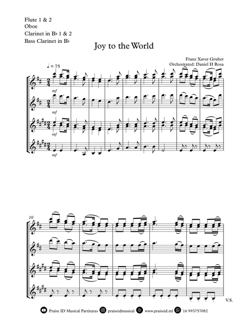 Joy to the World - Christrmas Carol - Woodwind Quartet (Arr. Daniel H Rosa) - Isaac Watts (Woodwind Ensemble)