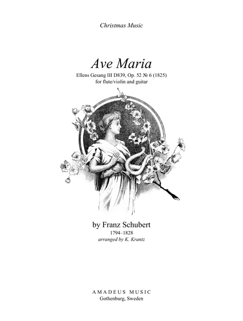Ave Maria (Schubert) for violin or flute and guitar (Arr. K. Krantz) - F Schubert (Instrumental Duet)