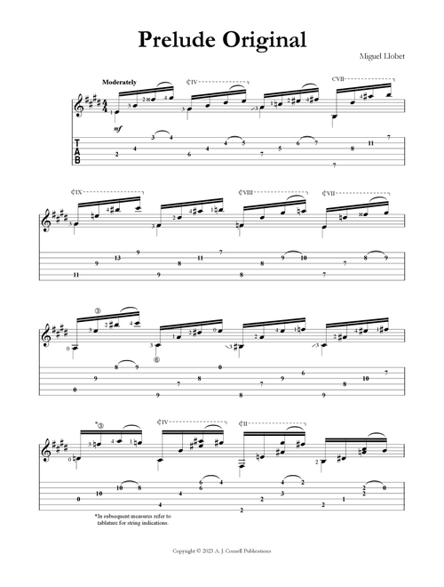 Prelude Original (Arr. Miguel Llobet) (Solo Guitar)