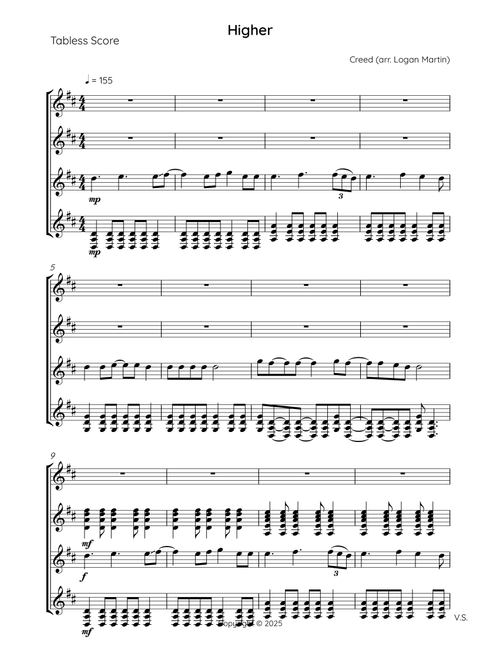 Higher (Arr. Logan Martin) - Creed (Guitar Ensemble)
