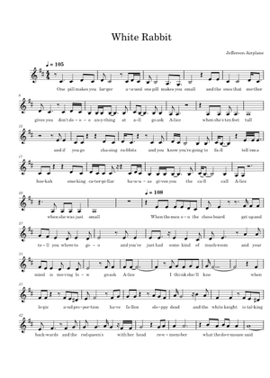 Play Official version of White rabbit Sheet Music by Jefferson Airplane ...