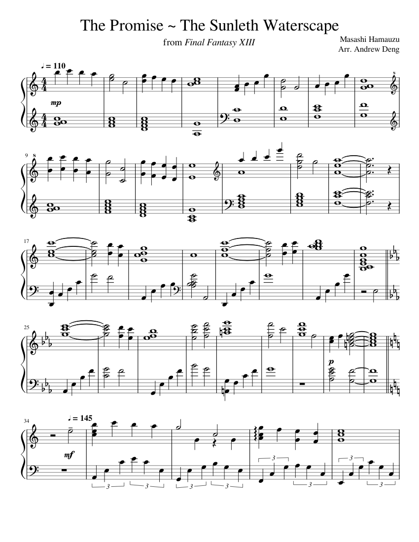 The Promise ~ The Sunleth Waterscape Sheet music for Piano (Solo) |  Musescore.com