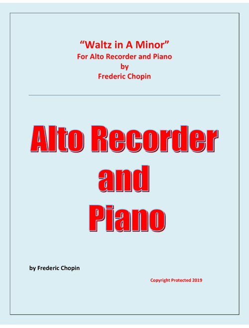 Waltz in A Minor (Chopin) - Alto Recorder and Piano - Chamber music (Arr. Raymond Fenech) - Frederic Chopin (Recorder Solo)
