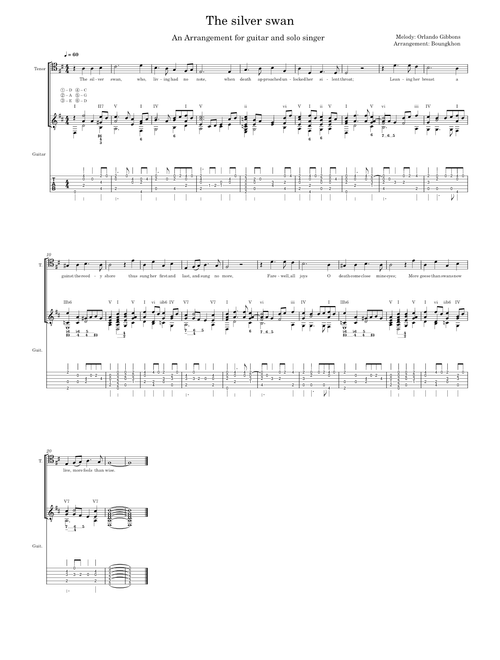 The Silver Swan (an arrangement for guitar and solo singer) – Orlando Gibbons