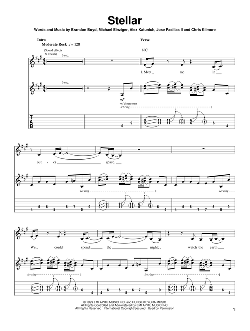 Stellar - Incubus (Easy Guitar with TAB)