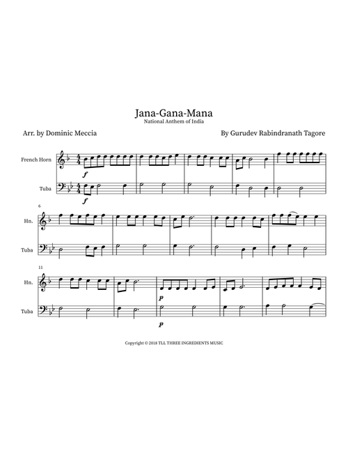 Jana Gana Mana (Arr. Dominic Meccia) - David Davidson, Scott Dente, Kenneth Lewis (Instrumental Duet)