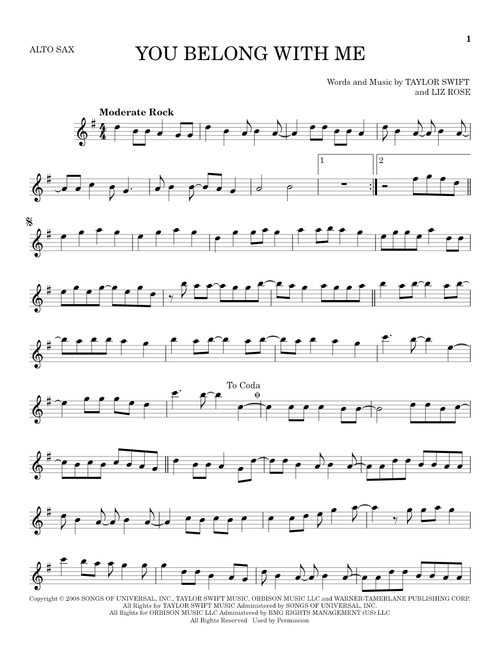 You Belong With Me - Taylor Swift (Alto Sax Solo)
