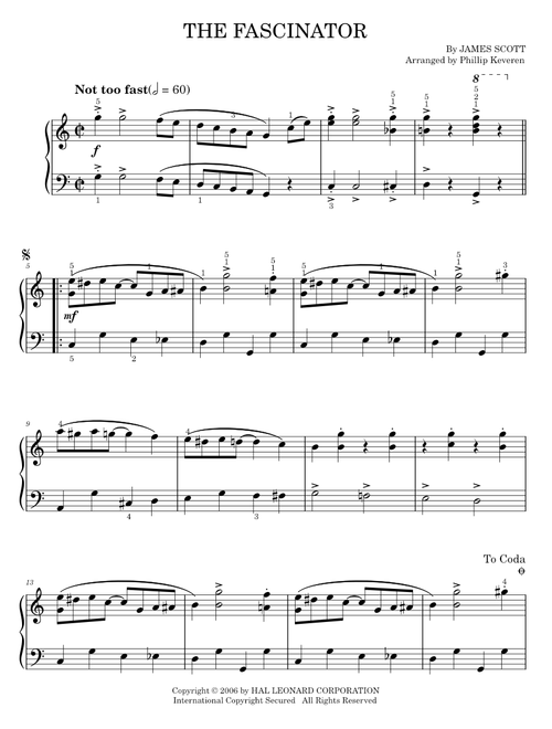 The Fascinator - James Scott (Easy Piano)