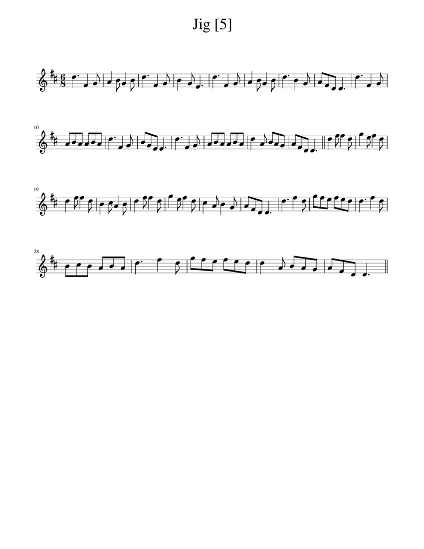 Jig Notes Jig Sheet Music for Piano (Solo) easy | MuseScore.com