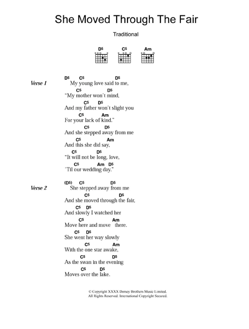 She Moved Through The Fair - Irish Folksong (Guitar Chords-Lyrics)