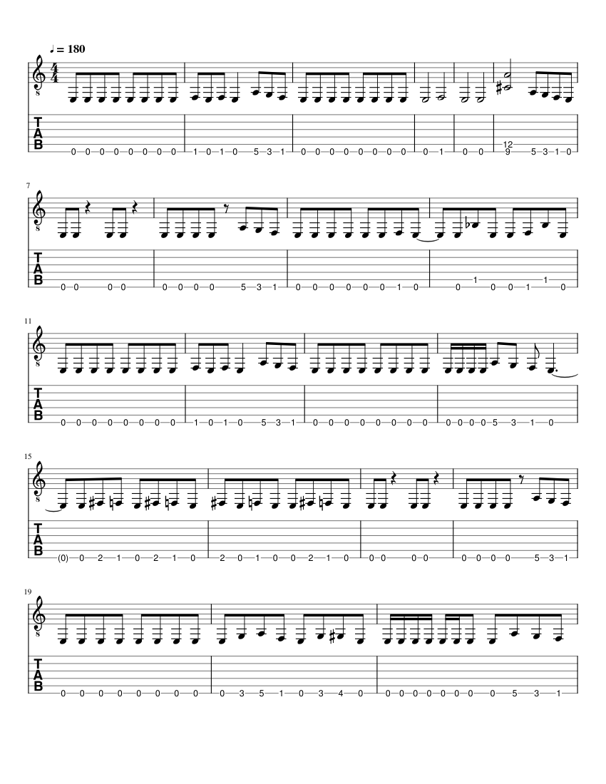 guitar riff Sheet Music and Tab for Guitar (Solo) | MuseScore.com