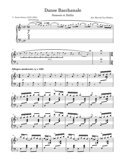 Danse Bacchanale - Piano Solo